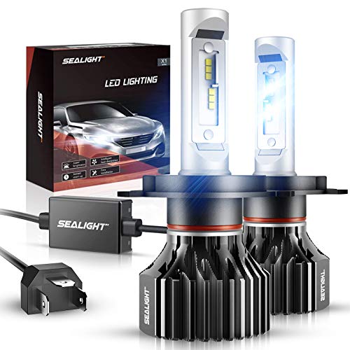 SEALIGHT H4/9003/HB2 LED Headlight Bulbs X1 Series Dual High/Low Beam Xenon White 6000K 6000LM