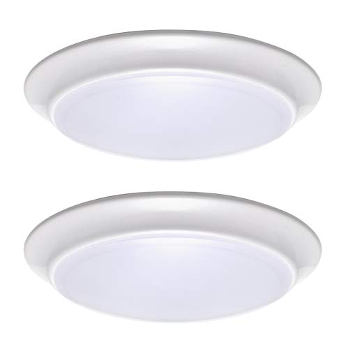 LIT-PaTH LED Flush Mount Ceiling Lighting Fixture, Dimmable 7 Inch 11.5W 900 Lumen, Aluminum Housing Plus PC Cover, ETL and ES Qualified (3000K, 2-Pack)