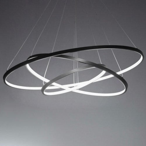 LightInTheBox 90W Pendant Light Modern Design LED Three Rings Chandeliers Black Color, Light Source=Warm White, Voltage=110-120V