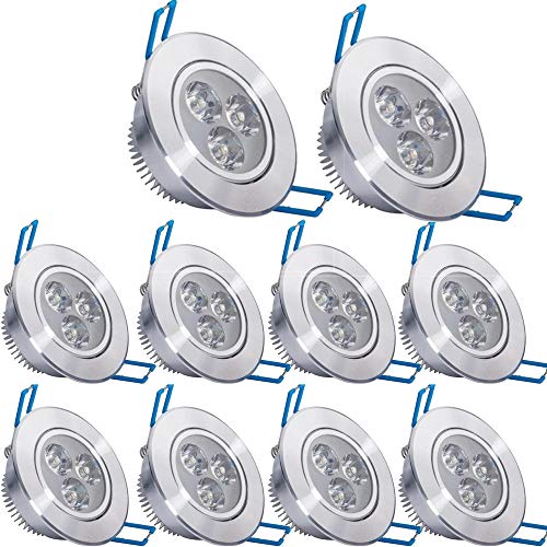 Pack of 10,Pocketman 110V 3W LED Ceiling Light Downlight,Warm White Spotlight Lamp Recessed Lighting Fixture,with LED Driver