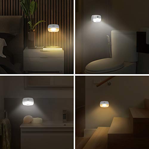 ZISUYU Motion Sensor Light Indoor Led Night Light Stick on Nightlight Battery Operated Lights for Toilet Closet Bathroom Bedroom Hallway Stair