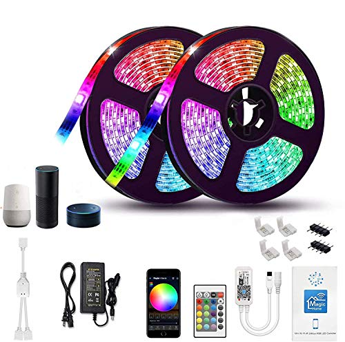 Gizmozs LED Strip, led Lights, LED Lights with Kit, Smart Phone Controlled Light Strip, Wireless, WiFi 5050, Works with Android and iOS System, Alexa, Google Assistant, 32.8ft / 10M (2x5M)