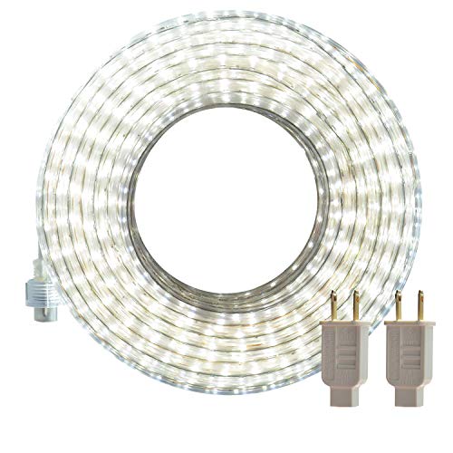 LED Rope Lights Outdoor, SURNIE White 50ft Waterproof Flexible Strip Lights Kit 110V Connectable, Cuttable 6000K Indoor Tape Lighting UL Certified Decorative Location Garden Stairs Balcony Party