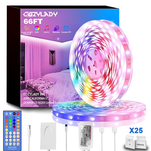 Cozylady LED Lights Strip 65.6FT, Ultra-Long Music LED Strip Lights for Bedroom, Room Decor, Bedroom Decor, Children's Room