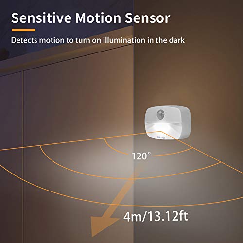 ZISUYU Motion Sensor Light Indoor Led Night Light Stick on Nightlight Battery Operated Lights for Toilet Closet Bathroom Bedroom Hallway Stair